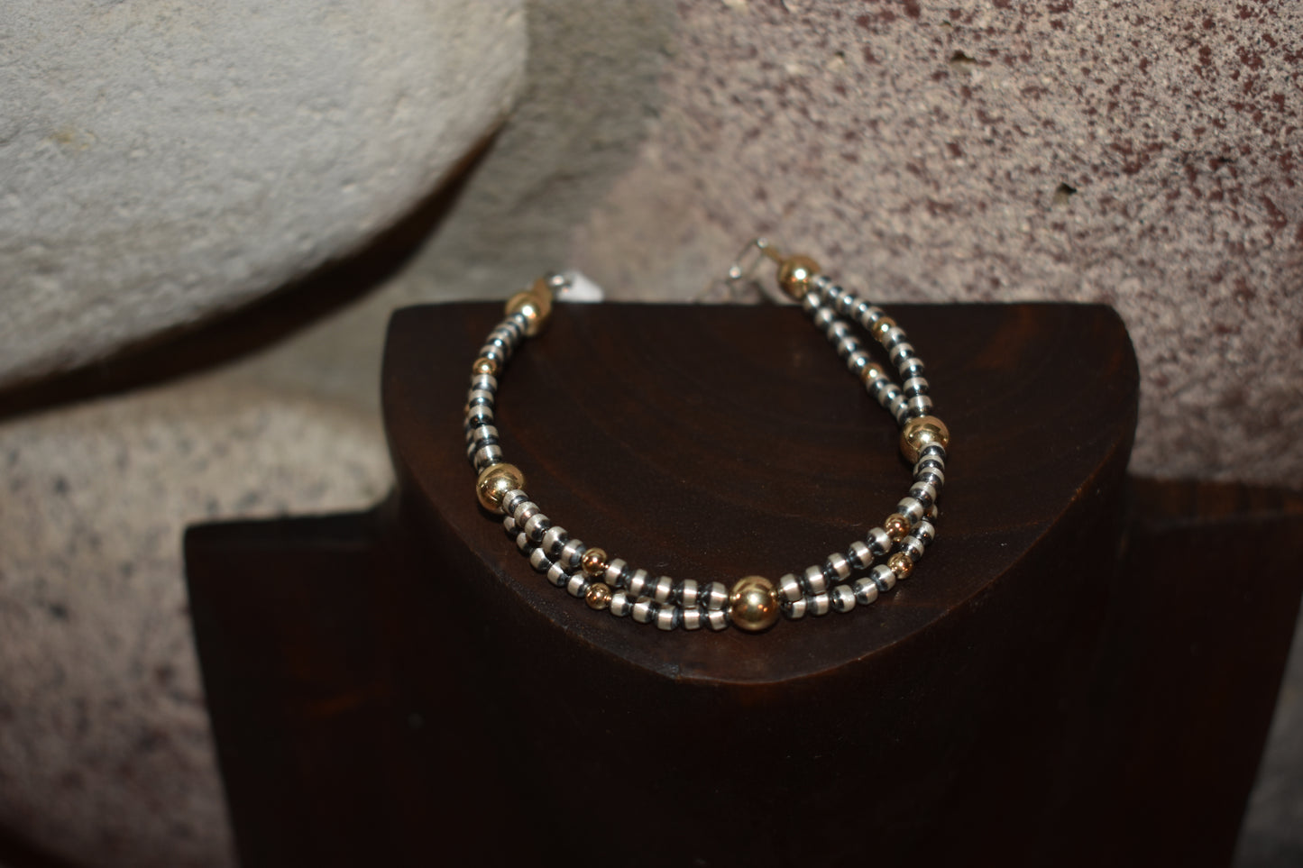 Gold Filled Double Strand Navajo Pearl Bracelet