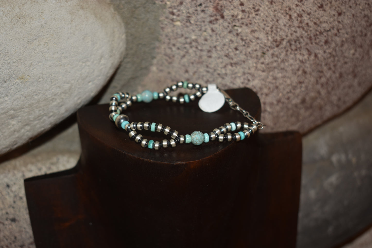 Turquoise Double Strand Navajo Pearl Bracelet