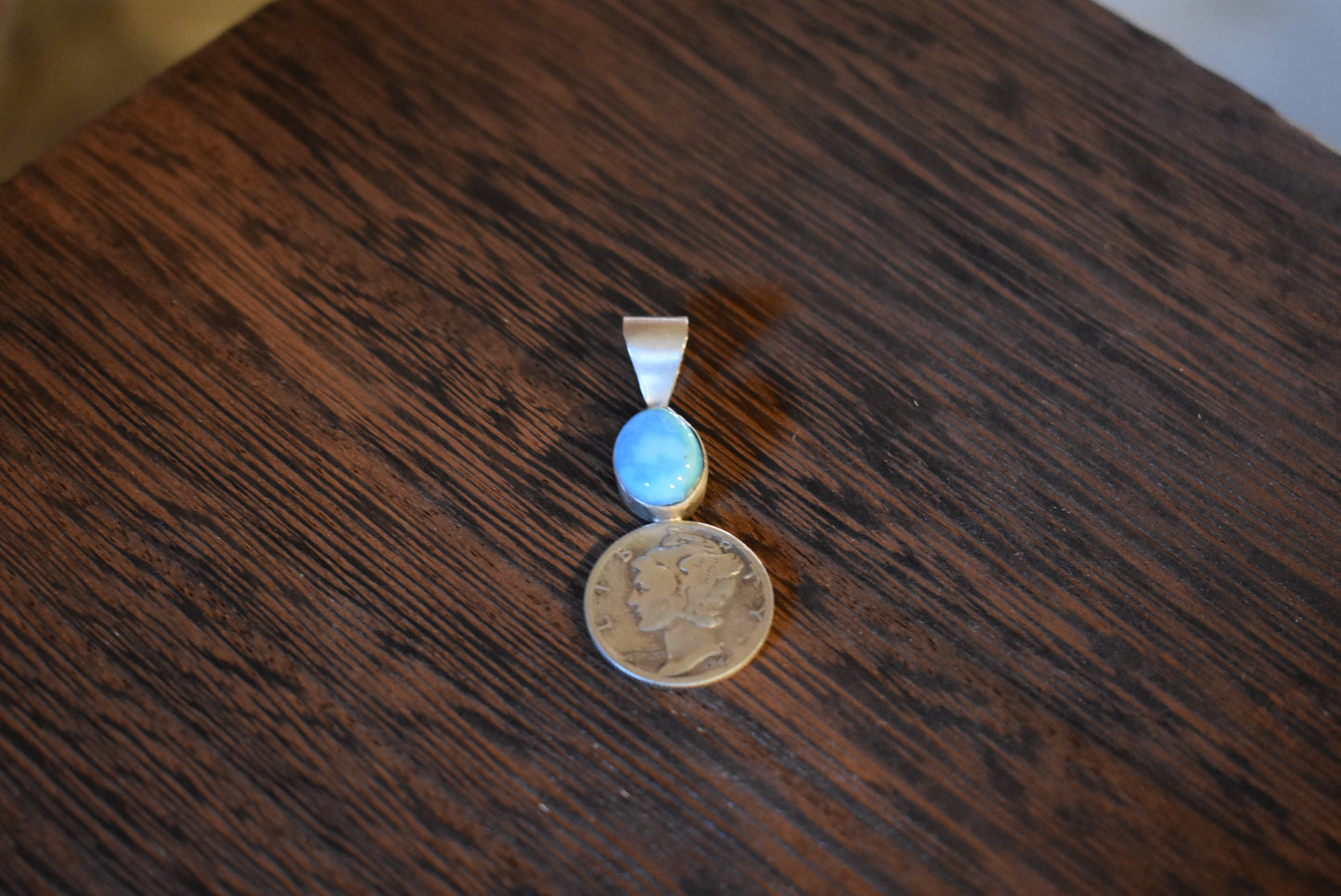 Liberty Coin Pendant with White Water Stone