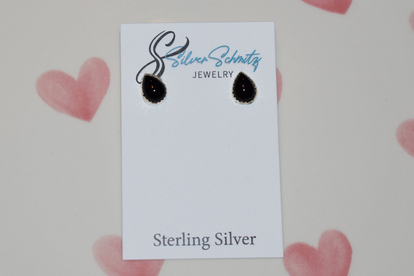 Black Onyx Teardrop Studs