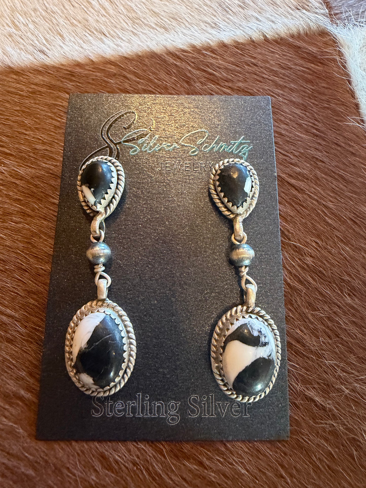 White Buffalo Studs with Navajo Rosary