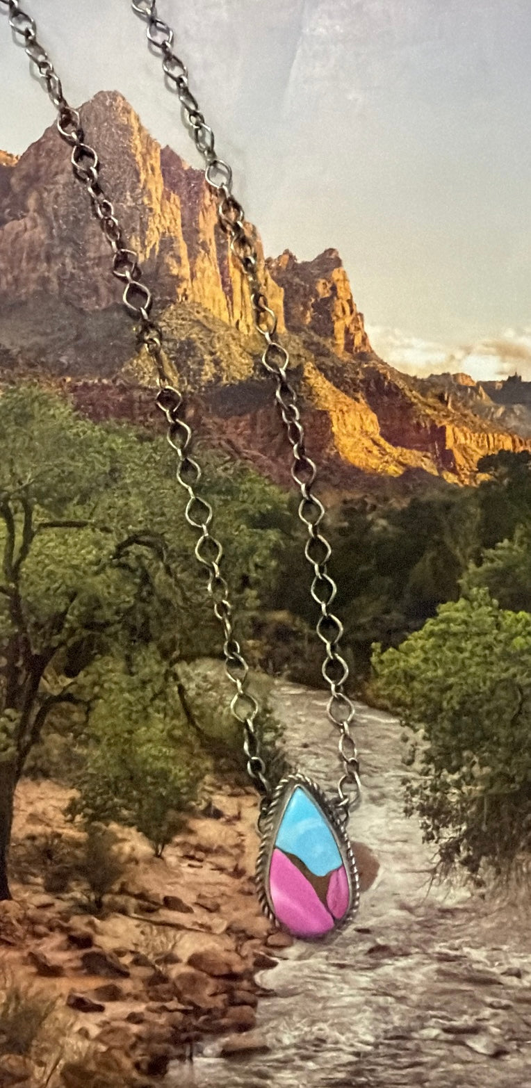 Cotton Candy Teardrop Necklace