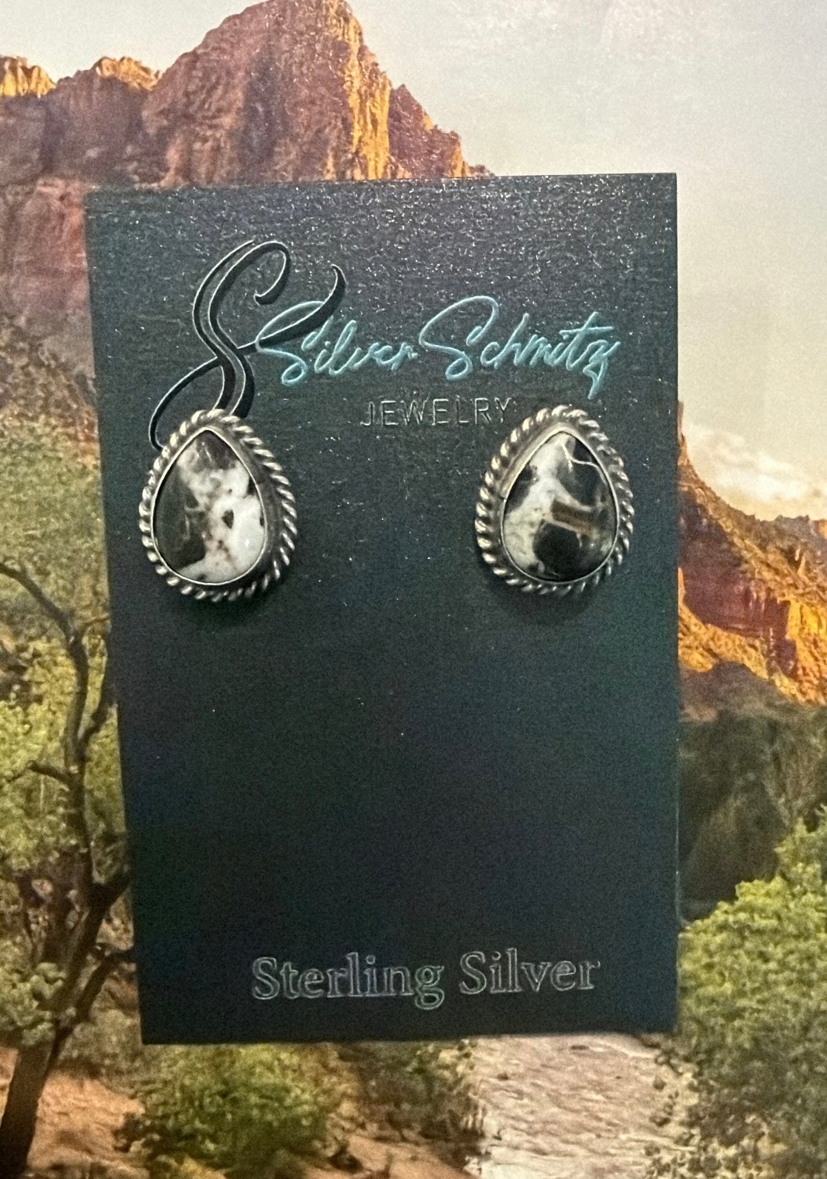 White Buffalo Teardrop Studs