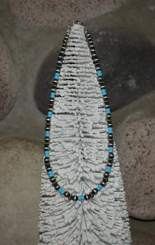 Navajo Pearls with Turquoise 16”