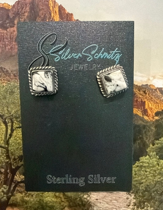 White Buffalo Square Studs