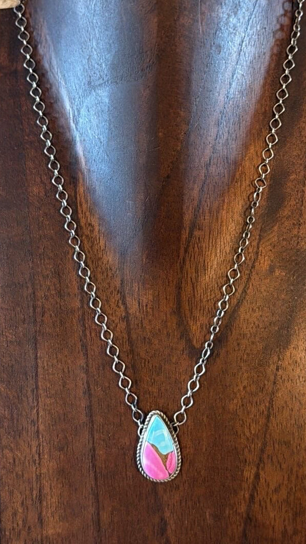 Cotton Candy Teardrop Necklace