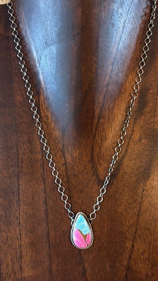 Cotton Candy Teardrop Necklace