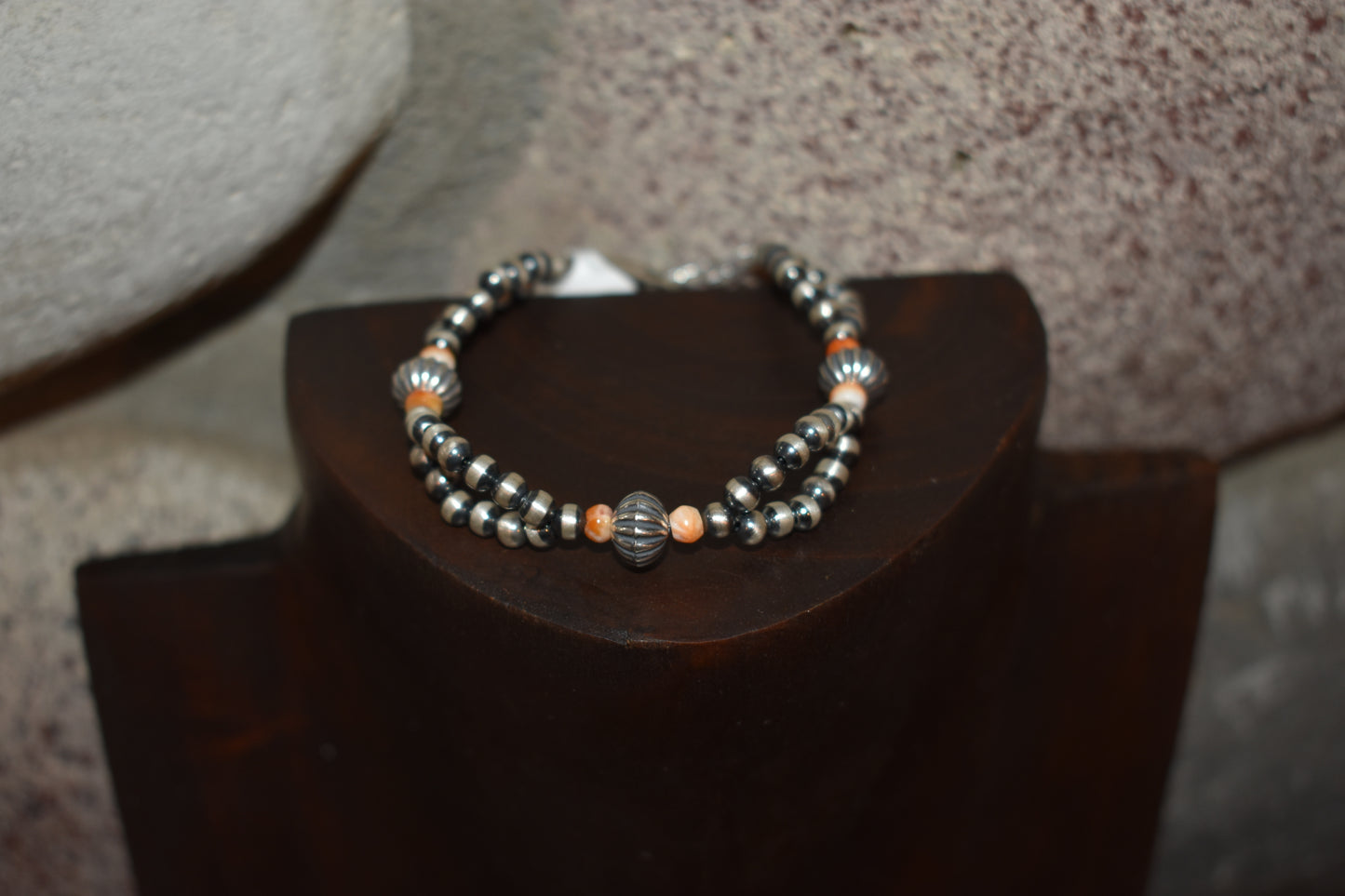 Orange Spiny Double Strand Navajo Bracelet