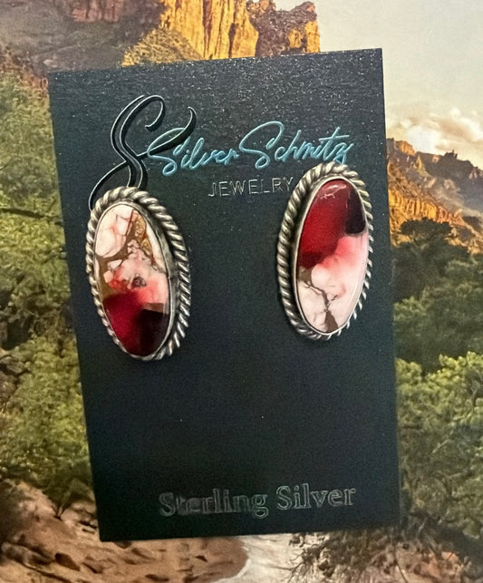 Dahlia Rose Oval Studs