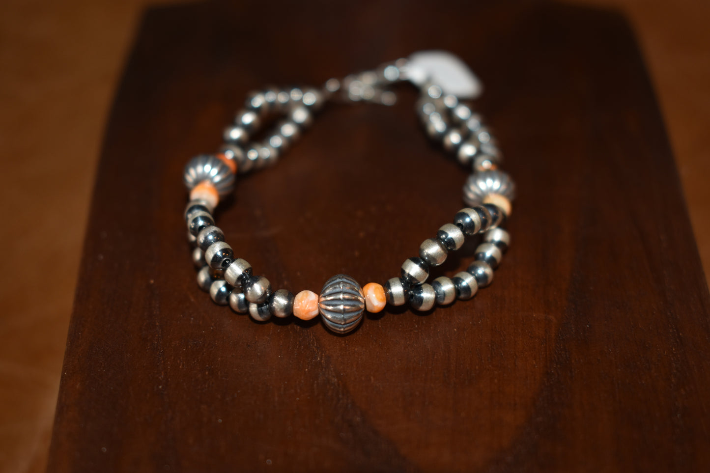 Orange Spiny Double Strand Navajo Bracelet