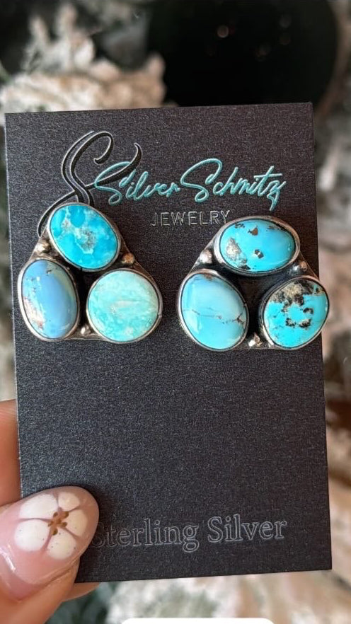 3 Stone Cluster Studs