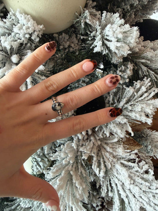 White Buffalo Dot Ring Size 8