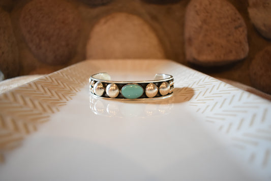 Dot Cuff with Statement Stone
