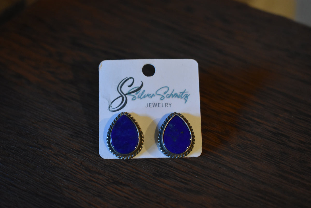 Lapis Teardrop Studs
