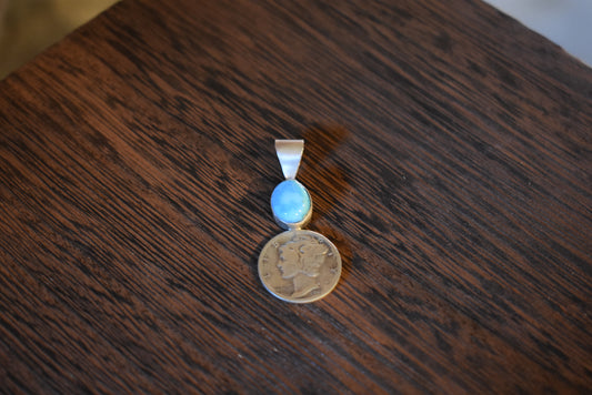 Liberty Coin Pendant with White Water Stone