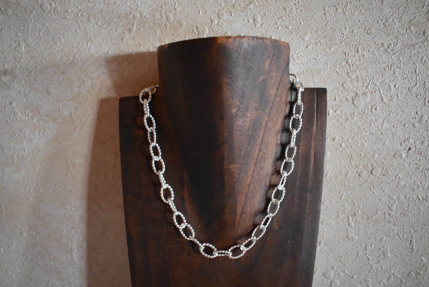 Silver Chunky Textured Chain Necklace 16” - 18”