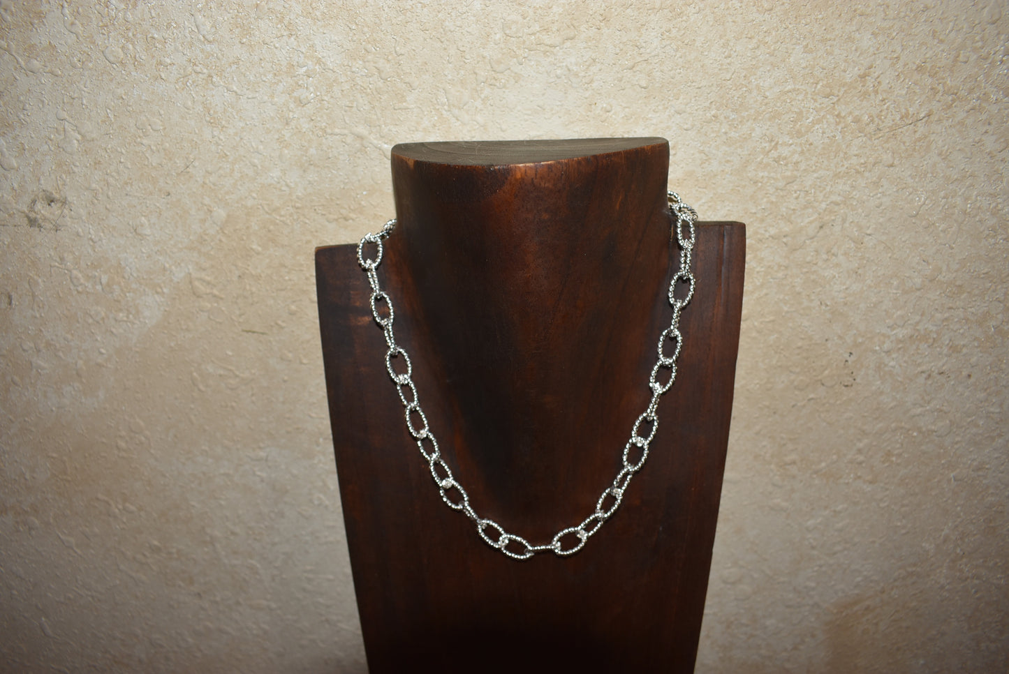 Silver Chunky Textured Chain Necklace 16” - 18”