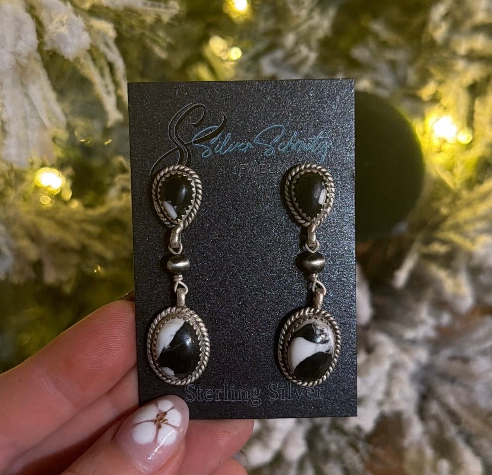 White Buffalo Studs with Navajo Rosary