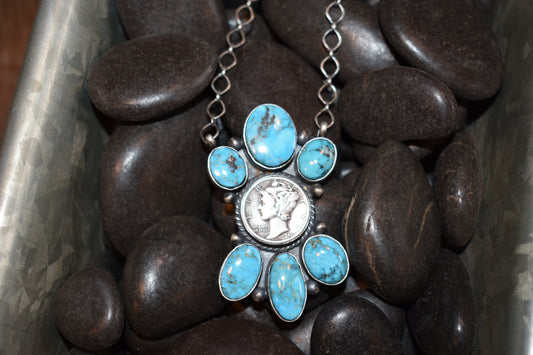 Kingman + Liberty Dime Cluster Neclace