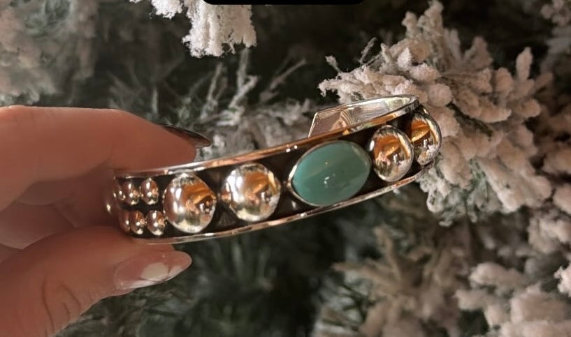 Dot Cuff with Statement Stone