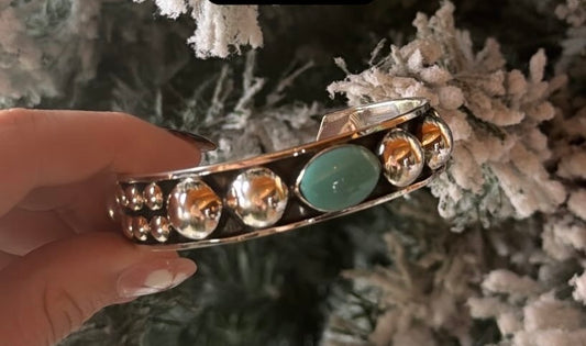 Dot Cuff with Statement Stone