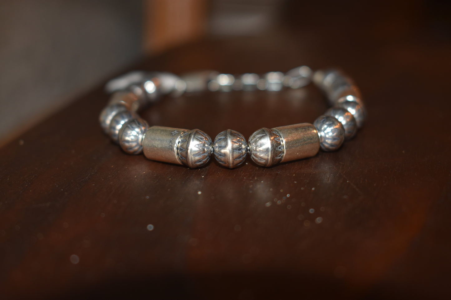 Stamped Bracelet with Barrels