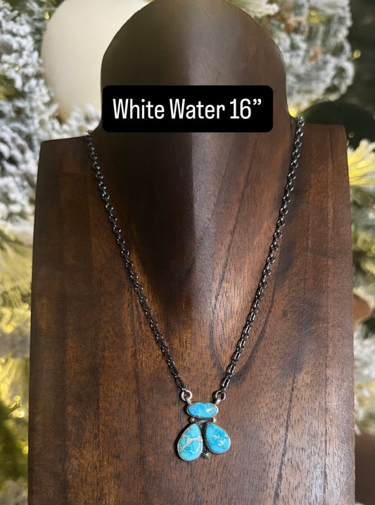 White Water 3 Stone Necklace